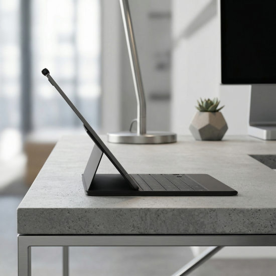 reMarkable Paper Pro Type Folio – Basalt Dark Grey reMarkable Paper Pro Type Folio keyboard in Basalt Dark Grey, US layout, magnetically attached to Paper Pro device