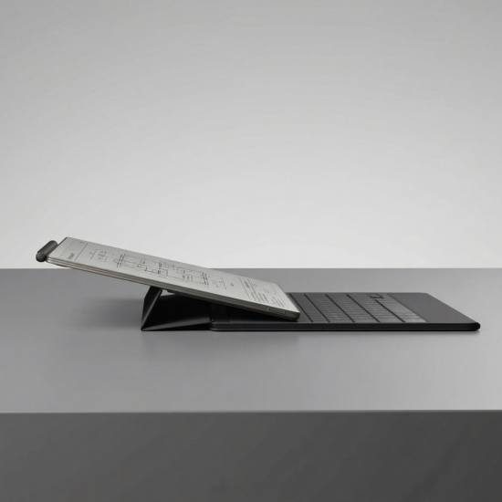 reMarkable Paper Pro Type Folio – Basalt Dark Grey reMarkable Paper Pro Type Folio keyboard in Basalt Dark Grey, US layout, magnetically attached to Paper Pro device