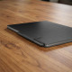 reMarkable Paper Pro Book Folio in black premium leather with magnetic strap closed, microfiber liner visible, classic notebook-style design
