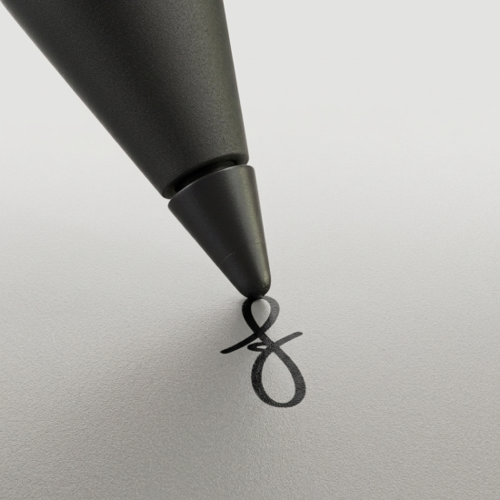 reMarkable Marker Plus stylus for Paper Pro tablet, black pen with integrated eraser, structured grip surface, and precise tilt recognition