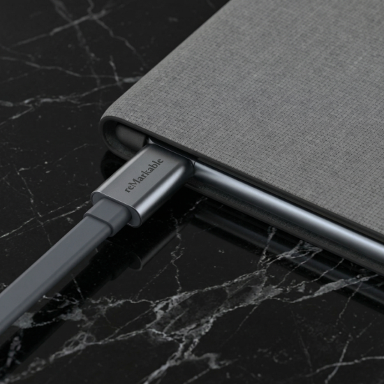 reMarkable 2 Book Folio case in grey polymer weave material, closed folio cover with built-in magnets, compatible with 10.3-inch reMarkable 2 paper tablet