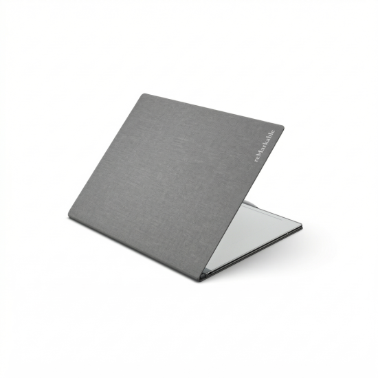reMarkable 2 Book Folio case in grey polymer weave material, closed folio cover with built-in magnets, compatible with 10.3-inch reMarkable 2 paper tablet