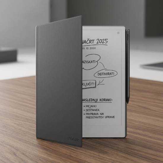 reMarkable 2 Book Folio Premium Leather Case in black, closed folio-style cover with built-in magnets for the 10.3-inch digital notepad