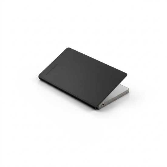 reMarkable Pro Move Book Folio – Black Leather reMarkable Paper Pro Move black premium leather book folio case, closed front view showing natural leather texture and magnetic clasp