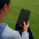 reMarkable Pro Move Book Folio – Black Leather reMarkable Paper Pro Move black premium leather book folio case, closed front view showing natural leather texture and magnetic clasp