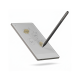 reMarkable Paper Pro Move + Marker Plus + Book Folio Grey reMarkable Paper Pro Move digital paper tablet with Marker Plus stylus and grey Book Folio cover, open on a desk