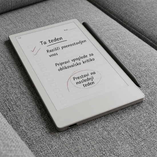 reMarkable Paper Pro Move digital paper tablet with 7.3-inch Canvas Colour display, shown with Marker Plus stylus