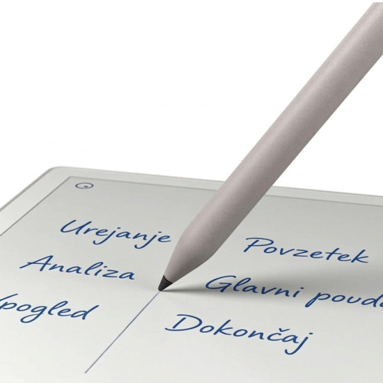 reMarkable Paper Pro Move + Marker + Book Folio Gray reMarkable Paper Pro Move digital notebook in gray with Marker and Book Folio, open showing 7.3-inch Canvas Colour display