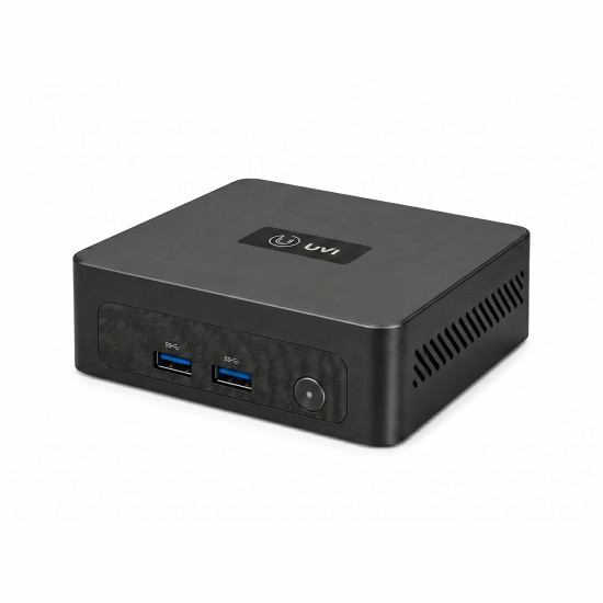 UVI Mini PC R758 Ryzen 7 5800U 16GB 1TB UVI Mini PC R758 compact desktop computer with AMD Ryzen 7 5800U, black casing, small form factor design