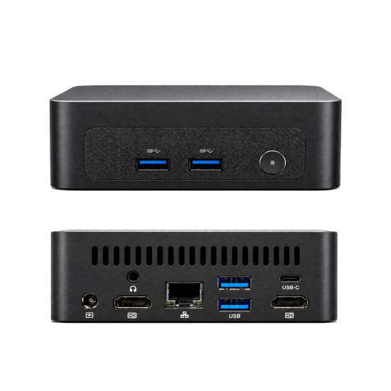UVI Mini PC R758 Ryzen 7 5800U 16GB 1TB UVI Mini PC R758 compact desktop computer with AMD Ryzen 7 5800U, black casing, small form factor design