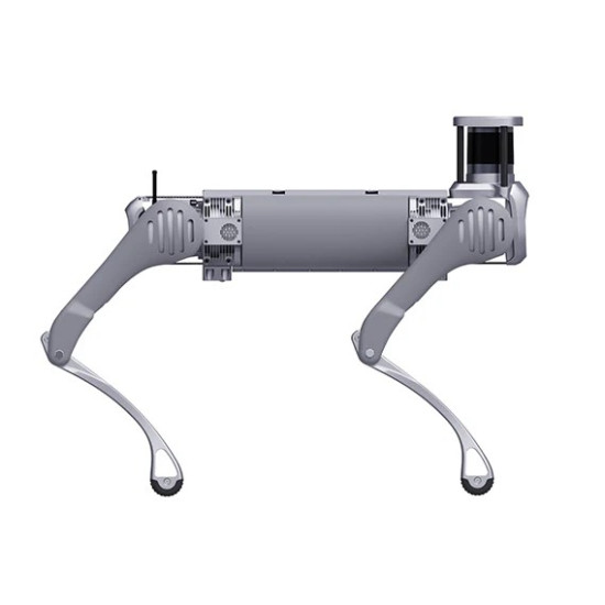 Unitree B2 quadruped industrial robot standing on four legs, designed for inspection, rescue, and logistics operations