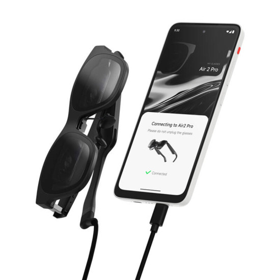 XREAL Beam Pro AR eyeglass adapter in black with 8GB RAM and 256GB storage, compact handheld media device for AR glasses
