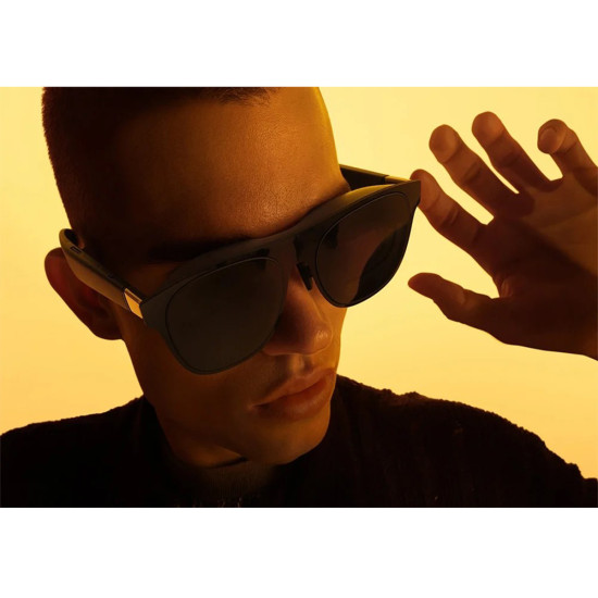 XREAL ONE AR glasses in black, sleek wearable augmented reality device with slim frame and integrated audio