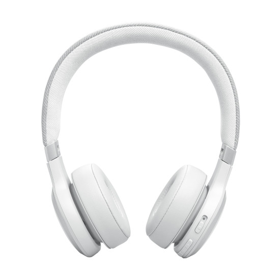JBL LIVE 670NC bele naglavne slušalke z mehkim naglavnim trakom in True Adaptive Noise Cancelling tehnologijo
