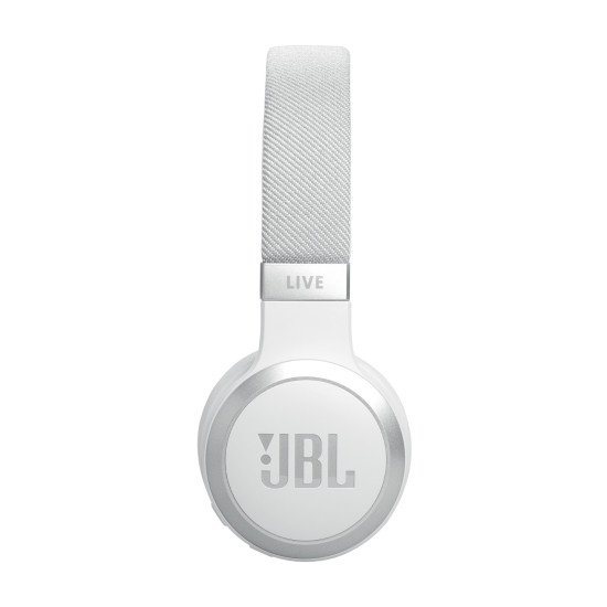 JBL LIVE 670NC bele naglavne slušalke z mehkim naglavnim trakom in True Adaptive Noise Cancelling tehnologijo