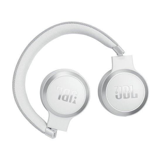 JBL LIVE 670NC bele naglavne slušalke z mehkim naglavnim trakom in True Adaptive Noise Cancelling tehnologijo