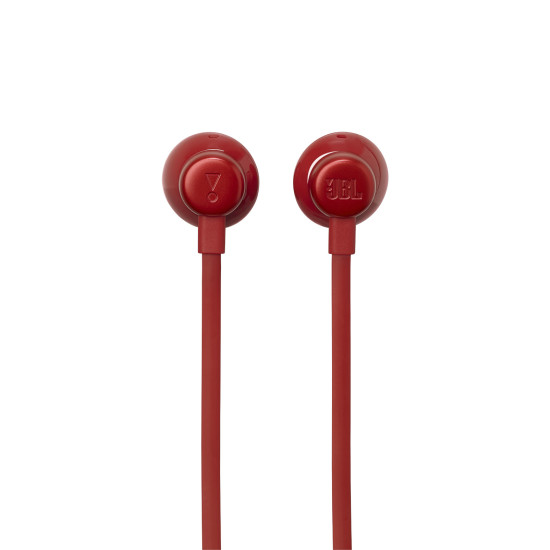 JBL Tune 305C USB-C in-ear headphones in red with flat tangle-free cable and three-button remote