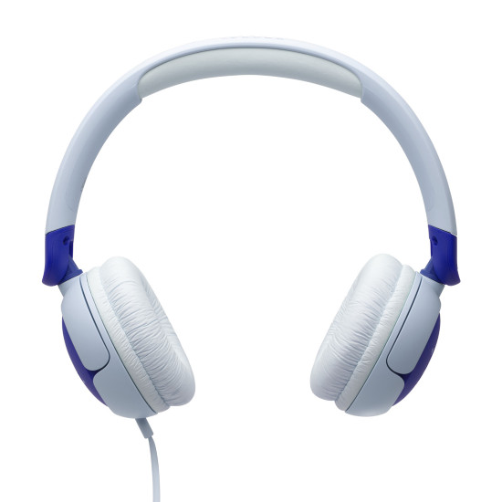 JBL JR 320 Blue on-ear kids' headphones with adjustable headband and soft blue ear cushions