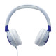 JBL JR 320 Blue on-ear kids' headphones with adjustable headband and soft blue ear cushions