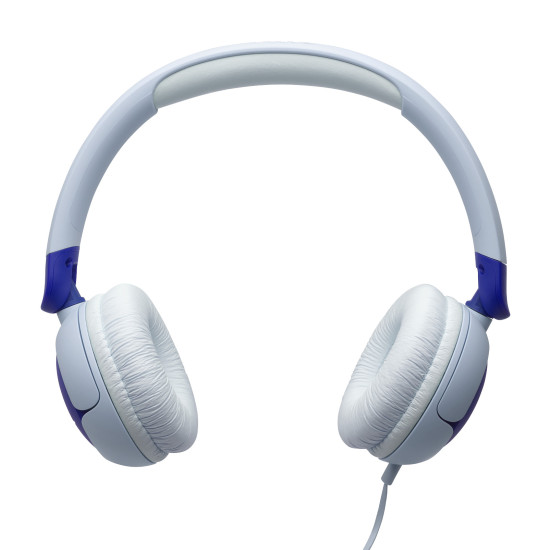 JBL JR 320 Blue on-ear kids' headphones with adjustable headband and soft blue ear cushions