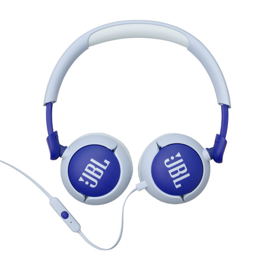 JBL JR 320 Blue on-ear kids' headphones with adjustable headband and soft blue ear cushions