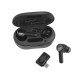 JBL Quantum TWS Black truly wireless headphones with USB-C charging case and dongle, shown in black finish