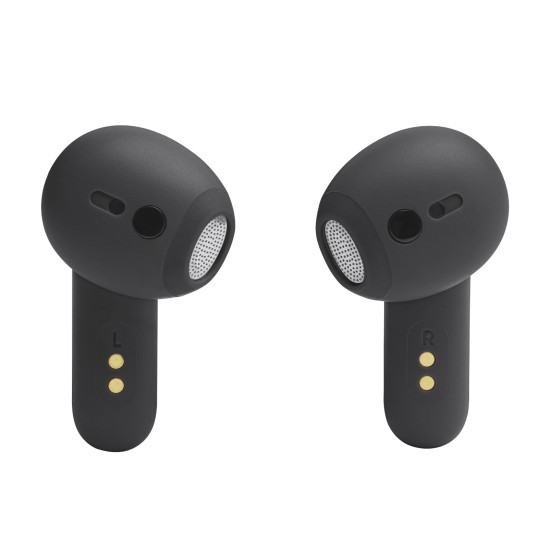 JBL Live Flex TWS Black true wireless earbuds with charging case, shown in black with IP54 rating and compact in-ear design