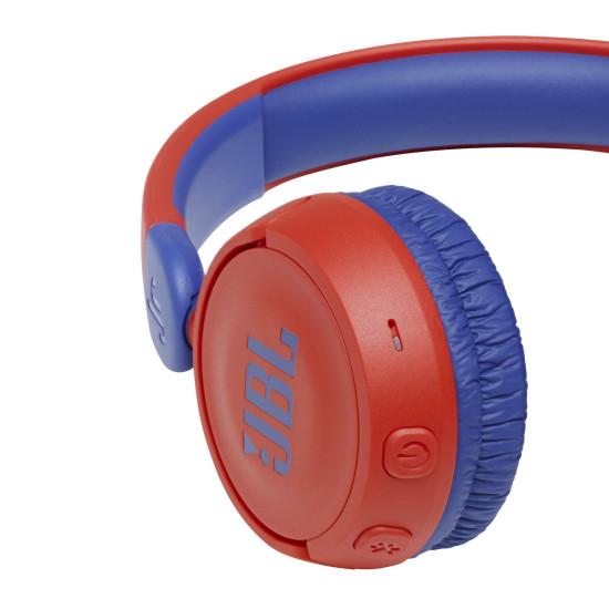 JBL JR310 BT red on-ear wireless kids' headphones with adjustable headband, foldable design, shown in red colour