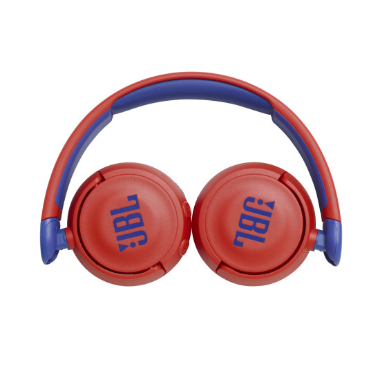JBL JR310 BT red on-ear wireless kids' headphones with adjustable headband, foldable design, shown in red colour