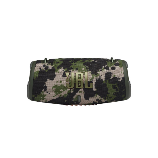 JBL Xtreme 3 Camouflage portable Bluetooth speaker with carrying strap, camouflage print finish, four drivers and two bass radiators