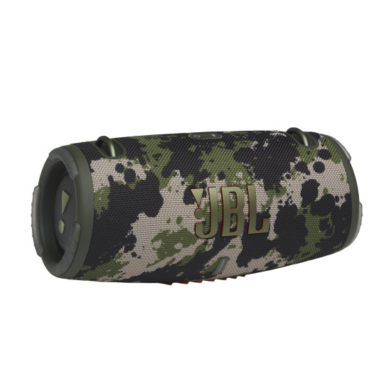 JBL Xtreme 3 Camouflage portable Bluetooth speaker with carrying strap, camouflage print finish, four drivers and two bass radiators