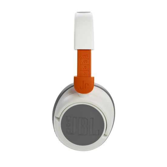 JBL JR460NC wireless on-ear headphones in white, designed for children, with padded earcups and adjustable headband