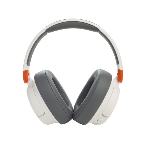 JBL JR460NC wireless on-ear headphones in white, designed for children, with padded earcups and adjustable headband