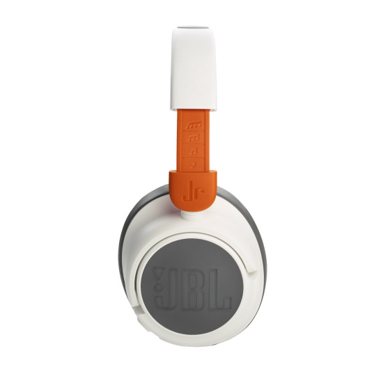 JBL JR460NC wireless on-ear headphones in white, designed for children, with padded earcups and adjustable headband