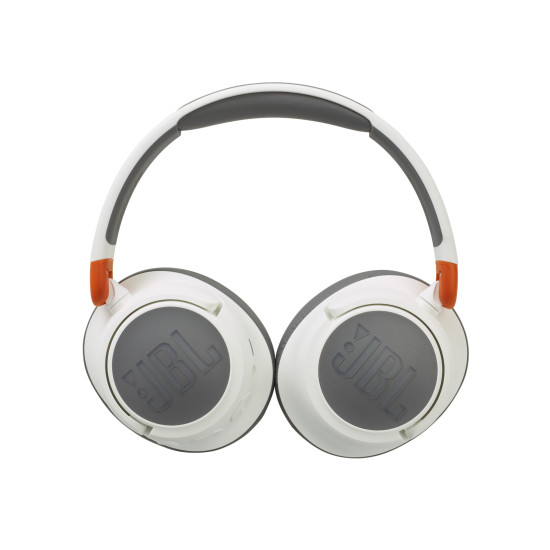 JBL JR460NC wireless on-ear headphones in white, designed for children, with padded earcups and adjustable headband
