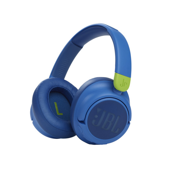 JBL JR460NC Blue over-ear wireless kids' headphones with foldable design and adjustable headband