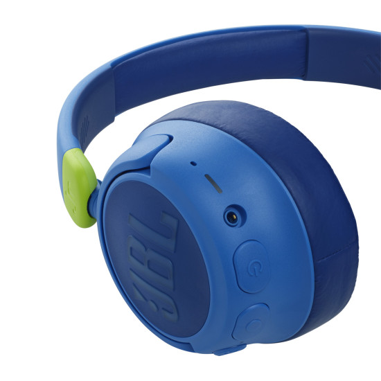 JBL JR460NC Blue over-ear wireless kids' headphones with foldable design and adjustable headband