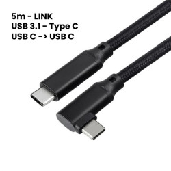 Meta Quest 3, Quest 3S, Quest 2 or PICO 4 USB-C Angled Cable 5m