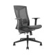 UVI CHAIR Energetic office chair with mesh backrest, height adjustment lever, and tilt control knob, shown in a home or office setting