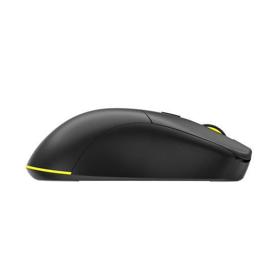 UVI ANT Wireless gaming mouse in black, side profile showing ergonomic shape, scroll wheel, and side buttons