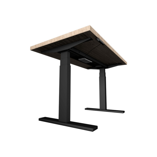 UVI Desk Black Frame & Sonoma Table Top UVI Desk sit-stand frame in black with Sonoma oak table top, height adjustable between 62 and 128 cm, assembled view