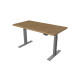 UVI Desk sit/stand frame in grey with natural oak table top, assembled as a height-adjustable standing desk with LED touch controller