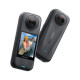 Insta360 X4 Air action camera standard bundle, compact dual-lens 360-degree camera in black, front and rear view