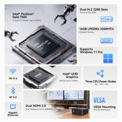 Mini PC GMKtec G3 Ultra Intel Pentium 7505 16GB RAM + 512GB SSD WIN 11 Pro