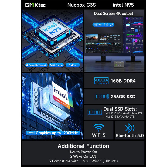 Mini PC GMKtec G3S Intel N95 8GB RAM + 128GB SSD WIN 11 Pro Mini PC GMKtec G3S Intel N95 8GB RAM + 128GB SSD WIN 11 Pro