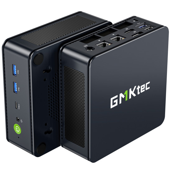 GMKtec M6 Ultra Mini PC Ryzen 5 7640HS 16GB 512GB GMKtec M6 Ultra Mini PC with AMD Ryzen 5 7640HS, compact silver chassis, front and rear port view