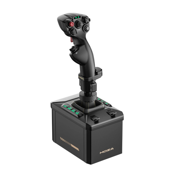 MOZA AB6 AS017 Flight Simulator Bundle MOZA AB6 AS017 Flight Simulator Bundle with dual servo force feedback joystick and full metal alloy construction on desk