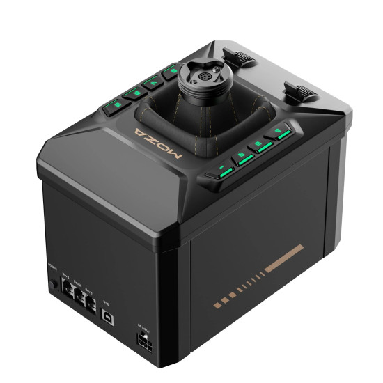 MOZA AB6 AS017 Flight Simulator Bundle MOZA AB6 AS017 Flight Simulator Bundle with dual servo force feedback joystick and full metal alloy construction on desk