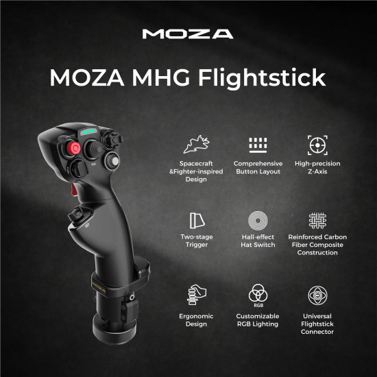 MOZA AB6 AS017 Flight Simulator Bundle MOZA AB6 AS017 Flight Simulator Bundle with dual servo force feedback joystick and full metal alloy construction on desk