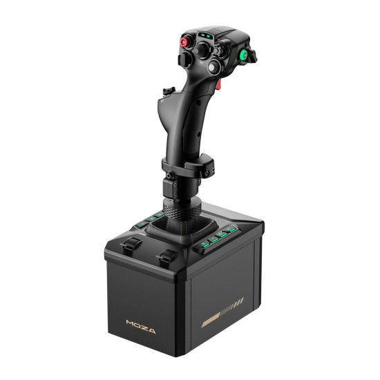 MOZA AB6 AS017 Flight Simulator Bundle MOZA AB6 AS017 Flight Simulator Bundle with dual servo force feedback joystick and full metal alloy construction on desk